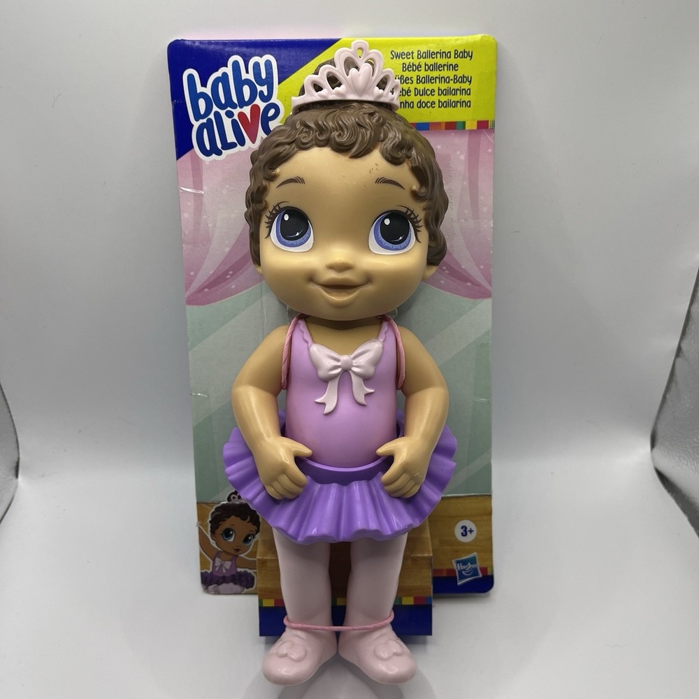 NEW Baby Alive Doll Sweet Ballerina Baby Plastic 11" Brown Hair Tiara Dress